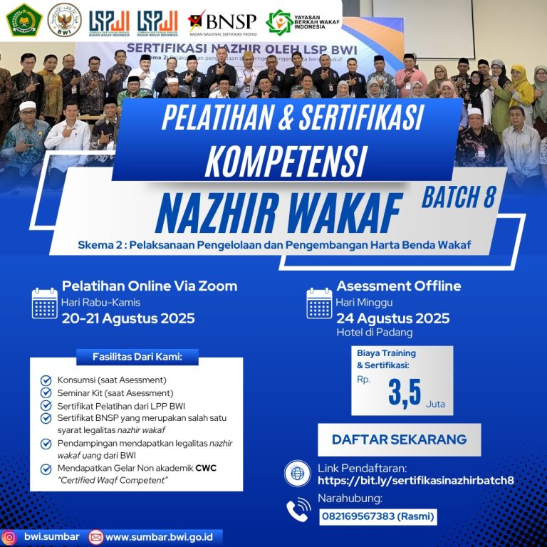 BWI Sumbar Buka Peluang Emas: Pelatihan dan Sertifikasi Nazhir Wakaf Berstandar BNSP