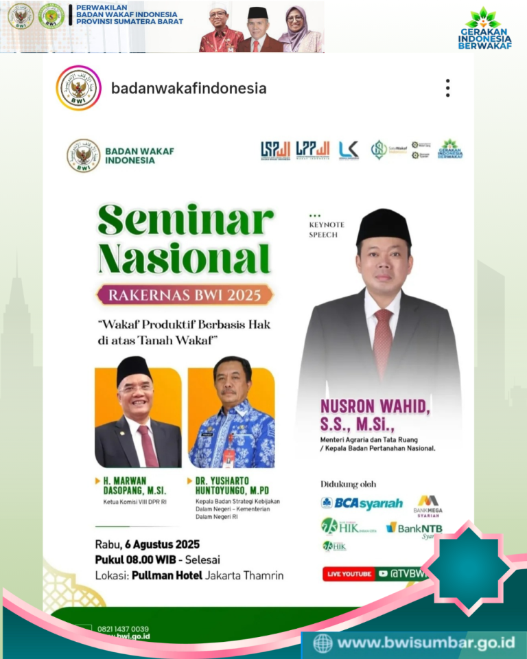 BWI Sumbar Perjuangkan Revolusi Wakaf Produktif di Rakornas Jakarta
