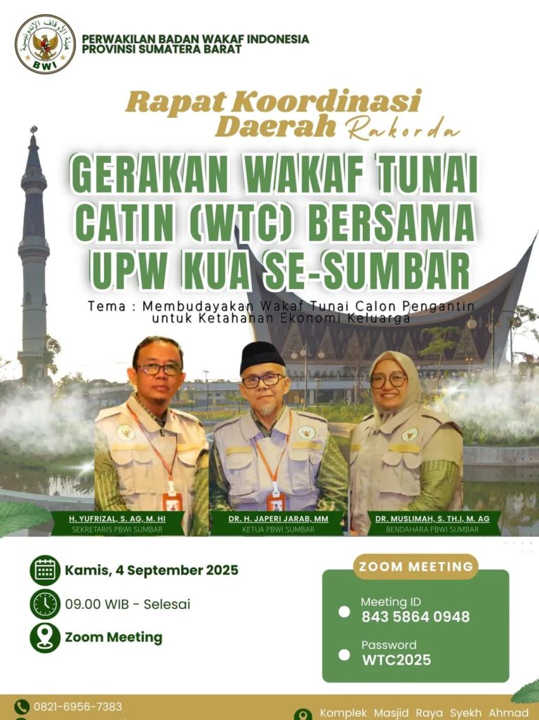 BWI Sumbar Gelar Rakorda Gerakan Wakaf Tunai Catin, Wujudkan Ketahanan Ekonomi Keluarga